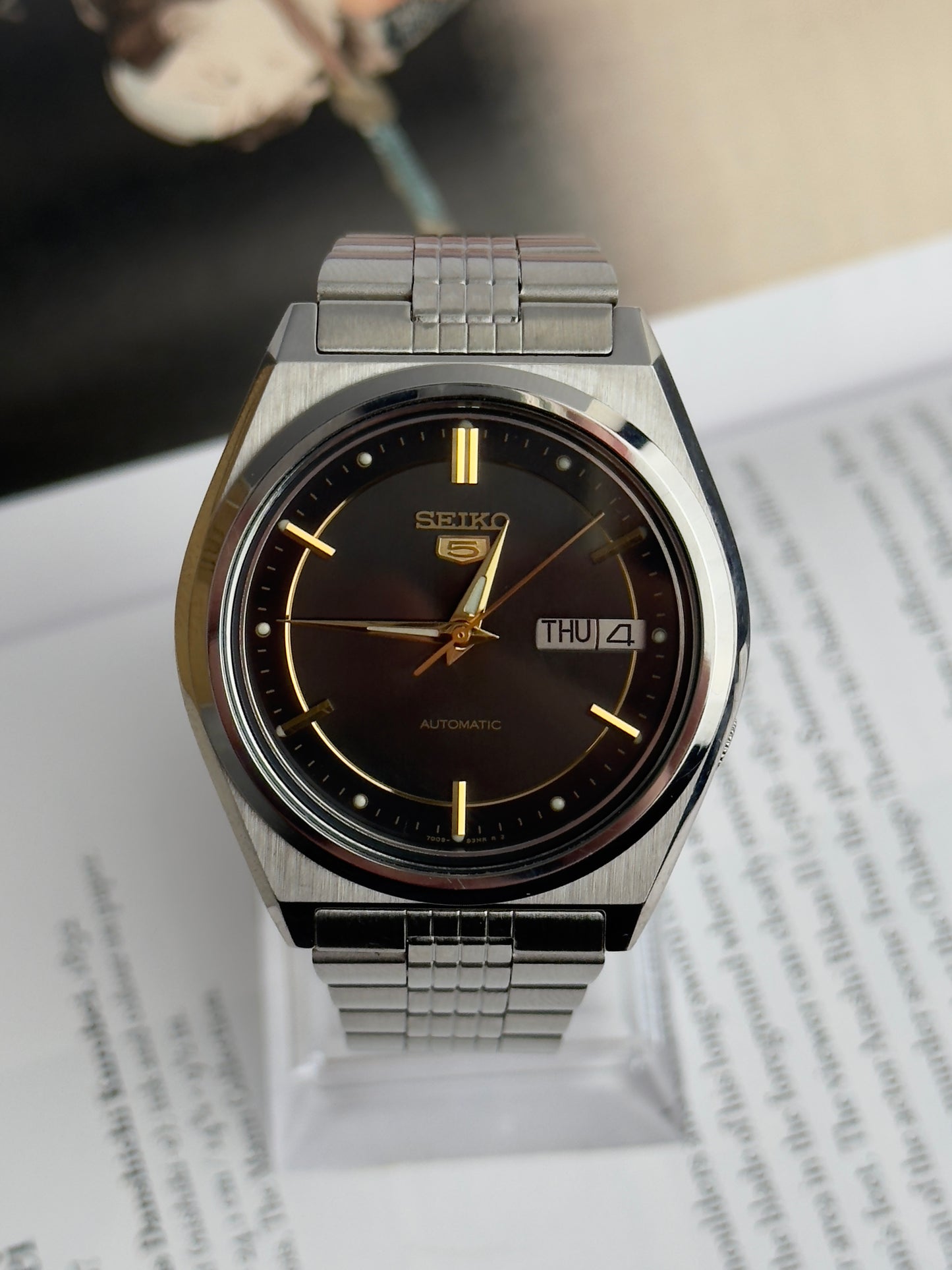Seiko 5 Black and Gold Accents